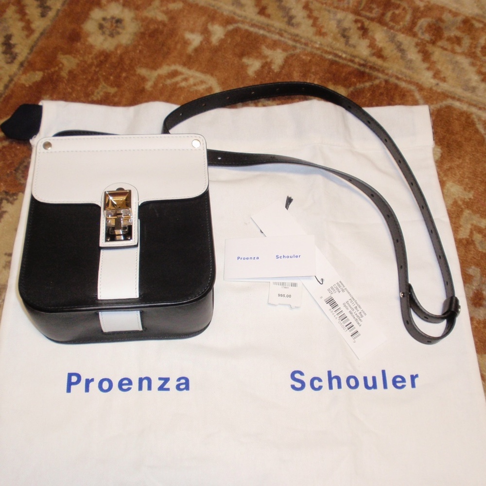 Proenza Schouler Black White PS11 Smooth Leather Box Bag